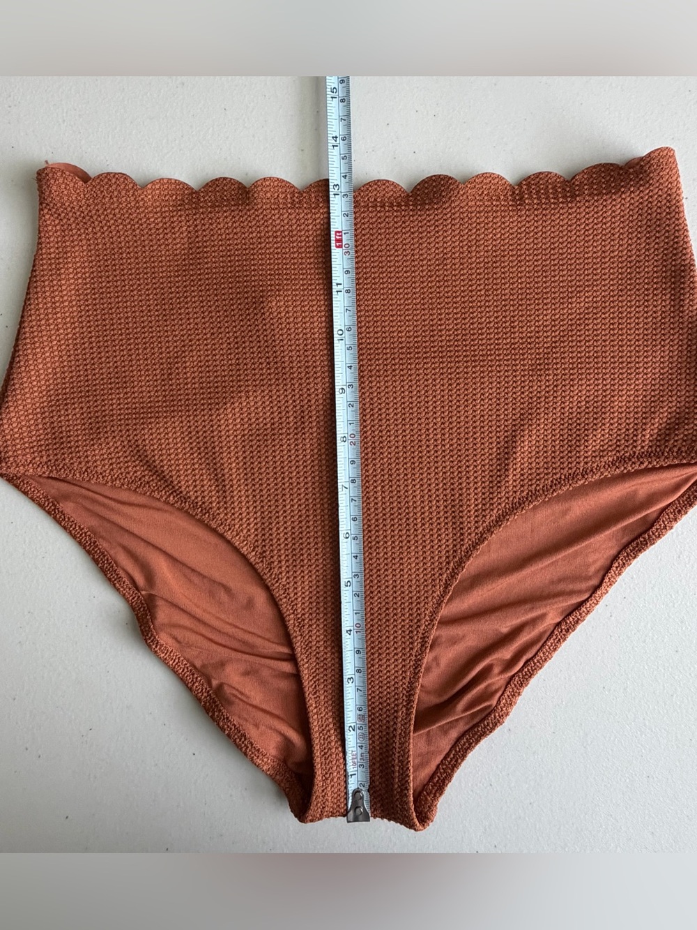Aerie Waffle Scalloped Bikini Set Canyon Creek Medium Longline Triangle - Picture 10 of 12